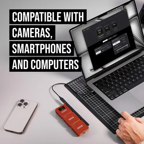 Vista 3 de RØDE Wireless GO (Gen 3) - Micrófono inalámbrico compacto - Audio impecable, grabación de punto flotante de 32 bits, control automático de nivel