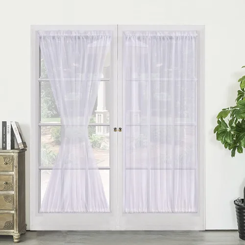 Vista 13 de Demetex Cortinas francesas para puerta delantera, juego de 2 paneles de cortina semitraslúcidos de lino para puerta delantera, pequeños