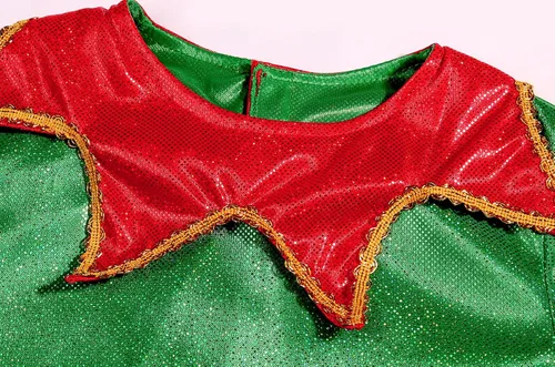 Vista 3 de Costumerry Disfraz de elfo para niñas, vestido de Papá Noel de elfo, traje de Navidad