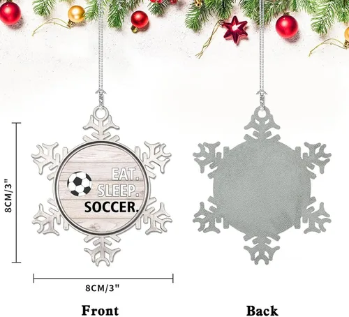 Vista 3 de Adornos de metal con diseño de copo de nieve para fanáticos de los deportes, talla única, adorno de Navidad, recuerdo de recuerdo para decoración