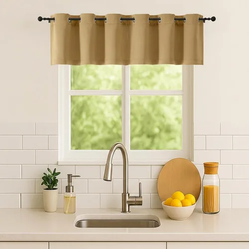 Vista 47 de Simplebrand Juego de 2 paneles de cenefa aguamarina para ventana de cocina de 14 pulgadas de largo, cortinas de oscurecimiento de habitación