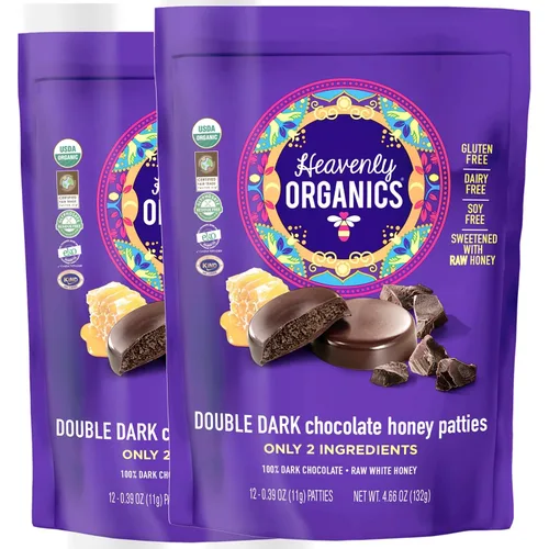Vista 5 de Heavenly Organics Empanadas de miel de chocolate y almendras, hechas con cacao 100% orgánico y miel blanca cruda 100% orgánica; sin OMG, comercio