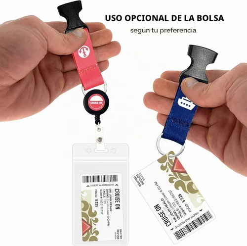 Vista 9 de Cordón de crucero de Cruise On para tarjetas de barco – Paquete de 2 con insignia retráctil y soporte impermeable para tarjetas de llave