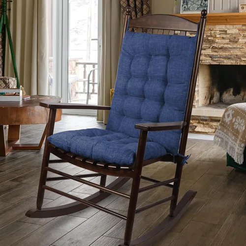 Vista 10 de ELFJOY Cojín extragrande para silla mecedora, de lino grueso, para respaldo y asiento, juego de 2 piezas con lazos
