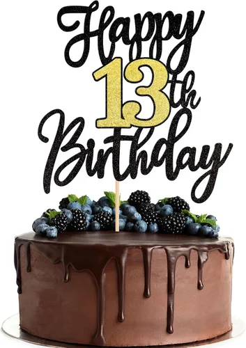 Vista 9 de 1 PCS Decoración para Pastel Feliz Cumpleaños Número 10 Negro Dorado con Purpurina Brindis por 10 Años Selección de Pastel de Cumpleaños 10 Fabuloso
