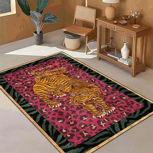 Vista 25 de Alfombra vintage de estilo bohemio con diseño de tigre para puerta de baño, 2 x 3 pies, alfombra pequeña para dormitorio, lavable, tapete de tigre