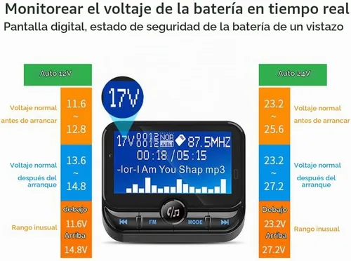 Vista 8 de Transmisor FM Bluetooth para coche, adaptador de radio inalámbrico Bluetooth 5.0, kit de coche con llamadas manos libres, 2 puertos USB, detección