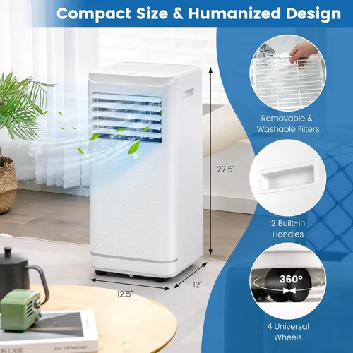 Vista 7 de KOTEK Aire acondicionado portátil para habitación de hasta 350 pies cuadrados, unidad de CA 3 en 1 de 10000 BTU para dormitorio