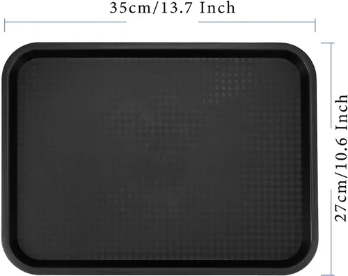 Vista 2 de Paquete de 10 bandejas de plástico negro para comida rápida, bandejas de plástico para cafeterías de 14 x 10 pulgadas con superficie texturizada