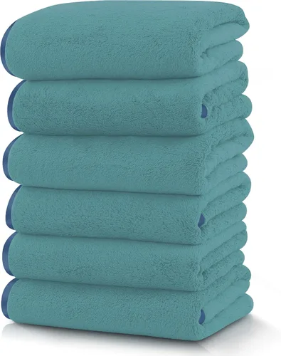 Vista 55 de TENSTARS Toallas de baño de seda con dobladillo para liquidación de baño - 27 x 55 pulgadas - Ligeras, delgadas, de secado rápido - Toalla
