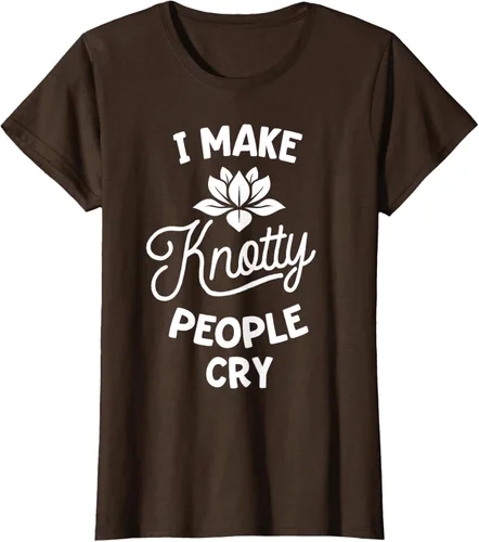 Vista 23 de Camiseta divertida de terapia de masaje I Make Knotty People Cry, Negro, S