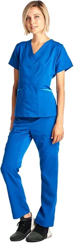 Vista 3 de Dagacci uniforme médico elastizado ultrasuave con bolsillo delantero, para mujer