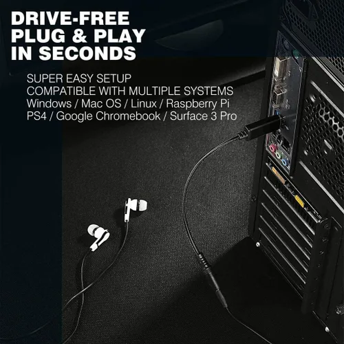 Vista 3 de Adaptador de audio USB a conector de auriculares de 0.138 in, compatible con USB a TRRS 4 polos 3.5 puertos auxiliares, tarjeta de sonido estéreo