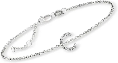 Vista 8 de RS Pure by Ross-Simons Diamond-Accented Single-Initial Bracelet in Sterling Silver