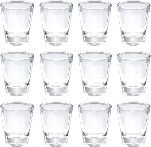 Vista 2 de Thirsty Rhino Karan, vaso de chupito redondo de 1.5 onzas con base pesada, vidrio transparente