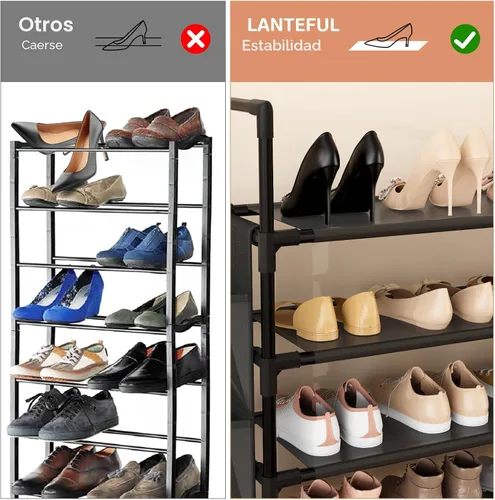 Vista 5 de LANTEFUL - Organizador de zapatos de 6 niveles, organizador de almacenamiento para 24-30 pares de zapatos y botas, estante de zapatos largo