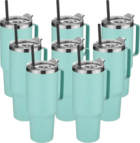 Vista 32 de Hasle Outfitters - Vaso de acero inoxidable de 40 onzas con asa, juego de vasos térmicos aislados al vacío, taza de viaje reutilizable de doble