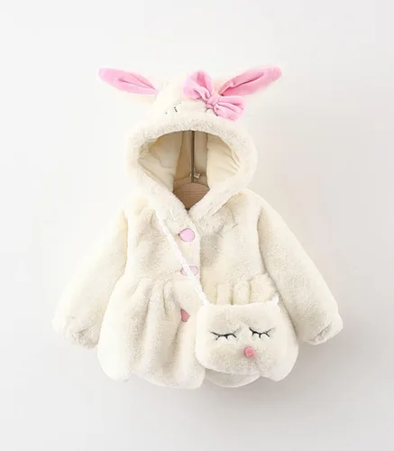 Vista 2 de Abrigo infantil con orejas en el gorro, para otoño e invierno