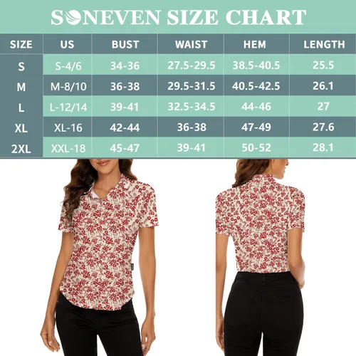 Vista 7 de Soneven Camisa polo de manga cortasin mangas para mujer, cuello en V, con botones