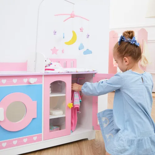 Vista 7 de Teamson Kids – Olivia's Classic 6 en 1 - Estación de Cambio de Muñecas Bebé con Almacenamiento, Muebles de Muñecas de Juego de Simulación Morado