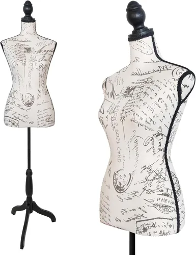Vista 8 de Maniquí femenino con forma de torso y cuerpo de mujer con trípode ajustable para costura, para exhibición de vestidos, joyería (color beige)