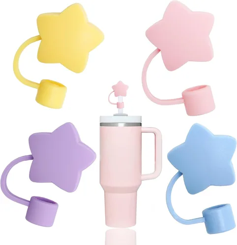 Vista 22 de 8 fundas de popote compatibles con vasos Stanley de 30 y 40 onzas, protectores de tapas reutilizables con puntas de silicona para vasos de 0.4