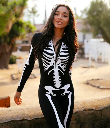 Vista 5 de Tipsy Elves Form Fitting & Flattering Skeleton Bodysuit for Halloween - Women's Skeleton Costume