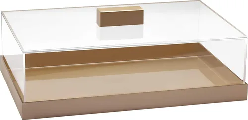 Vista 7 de Soporte acrílico para tartas Bandeja multifuncional para servir Elegante bandeja dorada para alimentos con tapa transparente Perfecto como