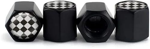 Vista 2 de Tapones de vástago de válvula de neumático de automóvil, accesorios para válvulas de neumáticos, cubiertas universales para automóvil, camiones Negro