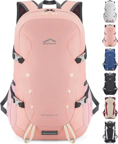 Vista 8 de BAGPARKK Mochila de senderismo, mochilas de viaje grandes de 35 litros para hombres y mujeres, resistente al agua, ultra ligera, plegable, plegable