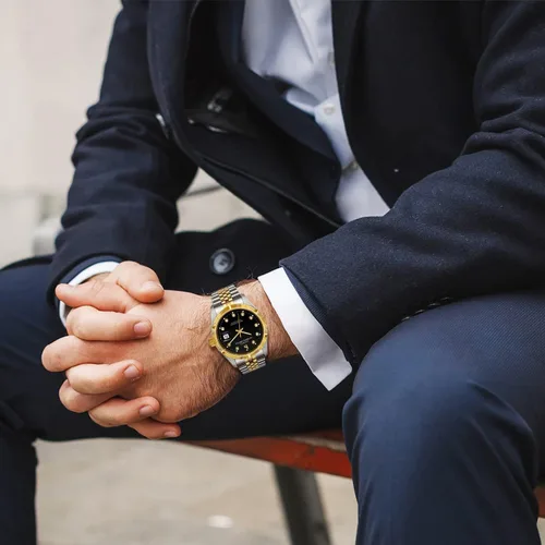 Vista 4 de BUREI Reloj automático para hombre, con fecha, pulsera de acero inoxidable, pulsera ajustable para hombre