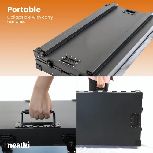 Vista 4 de Jaula plegable de 34 pulgadas para perros, de aluminio con recubrimiento en polvo con bloqueo seguro y bandeja extraíble, portátil para uso en Negro