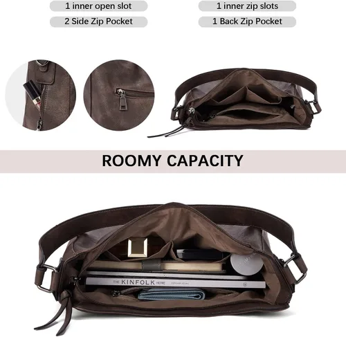 Vista 5 de BOSTANTEN Bolsos para mujer, bolsos de cuero de diseñador, bolsos hobo bolsos de hombro para mujer, bolsos cruzados con borla