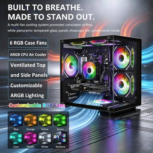 Vista 5 de Gaming PC with RTX 3060 Ti 8GB, Ryzen 7 5700X, 16GB RAM & 512GB SSD