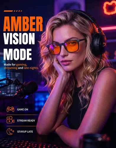 Vista 3 de TIJN Blue Light Blocking Glasses, Square Frame for Computer Gaming Negro