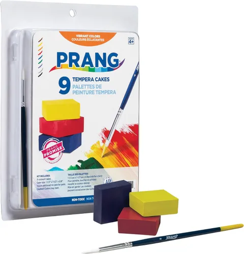 Vista 5 de Prang Juego de pastel de témpera con pincel, 9 colores surtidos, 1 unidad