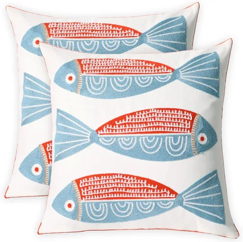 Vista 15 de 1 PCS Funda de Almohada Decorativa de Algodón Bordada, Fundas de Cojín Cuadradas Decorativas para el Hogar, Sofá, Cama y Silla, de 18 x 18 Pulgadas