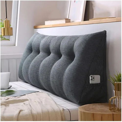 Vista 11 de Almohada triangular para cabecero, almohada de cuña grande para respaldo de lectura para sofá cama, cojín triangular con bolsillo y funda extraíble