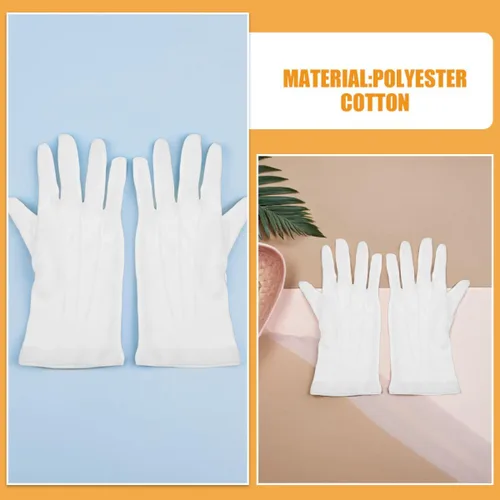 Vista 9 de 3 Pairs White Billiards Referee Gloves Comfortable Pool Snooker Competition Gloves Cotton-Polyester Blend Protective Mittens for Men and Women