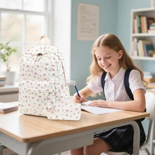 Vista 5 de Bluboon - Mochila escolar para niñas y mujeres para uso diario y de estilo informal, para portátil de 15 pulgadas, con bolsa para almuerzo y bolsa