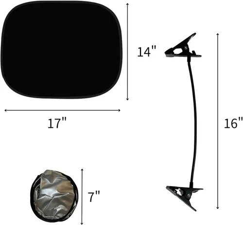 Vista 4 de Parasol ajustable para laptop para trabajar fuera Soporte de clip flexible y bolsa portátil