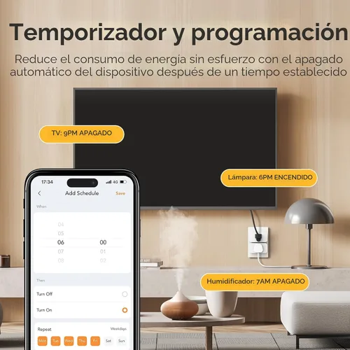 Vista 6 de Linkind Matter Smart Plug, funciona con Apple Home, Siri, Alexa, Google Home, SmartThings, Smart Outlet 15A/1800W Max, automatización del hogar
