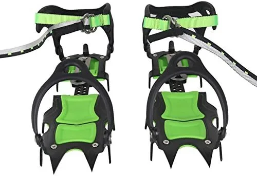 Vista 3 de HUAYE BRS 14 dientes de hielo crampones nieve Skid Spikes invierno botas de nieve cubierta de zapatos Clips con un mosquetón para la nieve al aire