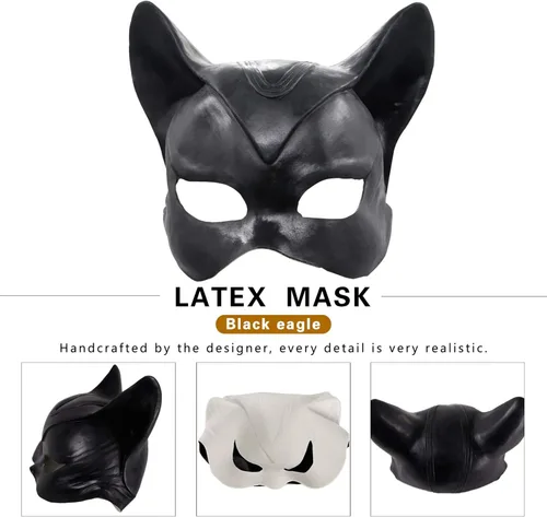 Vista 4 de Waylike Máscara de gato de látex para mujer, máscara novedosa de Halloween, máscaras de fiesta para bailes de máscaras, fiestas, festivales