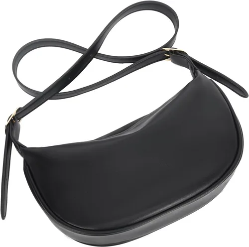 Vista 5 de Bolsos cruzados pequeños para mujer, bolso de hombro creciente, bolsa de bola de masa media luna, bolso diario para viajes, cuero vegano