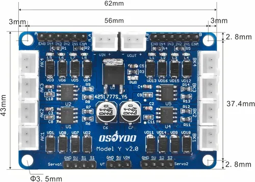 Vista 7 de Modelo Y 4-Channel Dual H-Bridge Placa de conductor del motor paso a paso para Arduino Raspberry Pi UNO Mega2560 Mecanum Wheel Smart Car Power