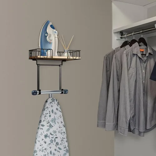 Vista 3 de TJ.MOREE Soporte para tabla de planchar de metal para colgar en la pared, para plancha y tabla de planchar, decoración de cuarto de servicio