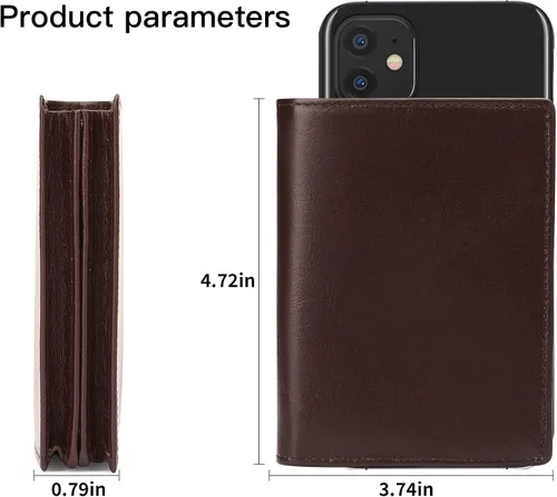 Vista 3 de GOIACII Carteras para hombres de gran capacidad de cuero genuino RFID plegable hombres billeteratitular de la tarjeta de crédito con ventana