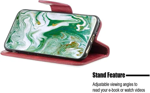 Vista 2 de jioeuinly Case Compatible with Celular Kalley Element 5+Plus Phone Case Flip Stand Cover PU Leather YZW Wallet Case Red