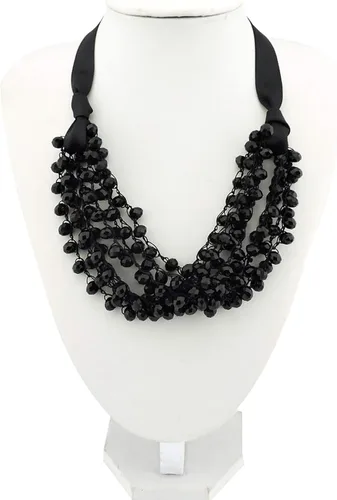 Vista 2 de Firstmeet FIRSTMET - Collar hecho a mano con cuentas de cristal y lazo para mujer